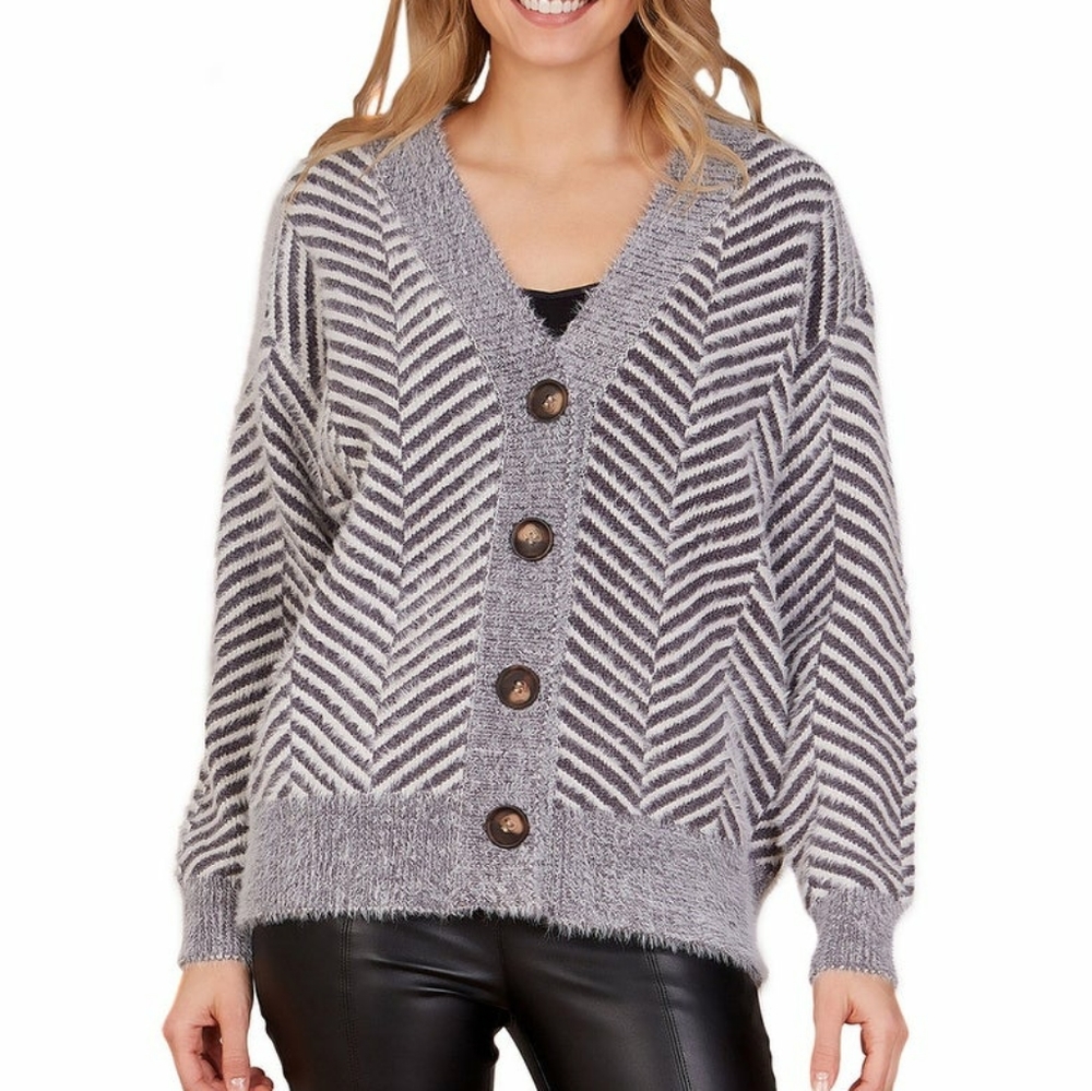 Grey and white Chevron Cardigan